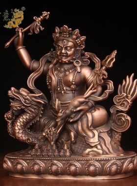 真古意 紫铜白财神佛像居家随身车载白财神像摆件供奉工艺品摆放