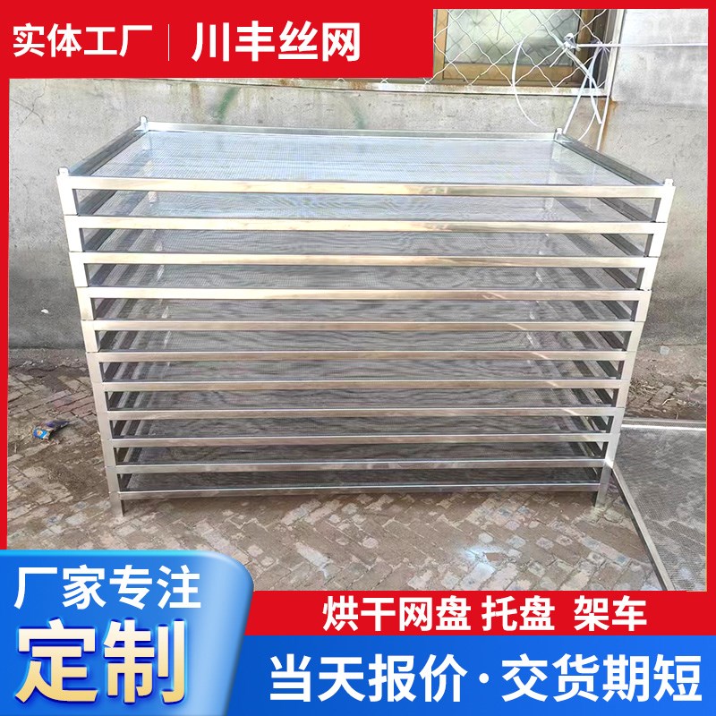 304不锈钢烘干托盘方格加粗钢丝网筛晾晒筐推车红枣茶叶晾干网片 - 图2