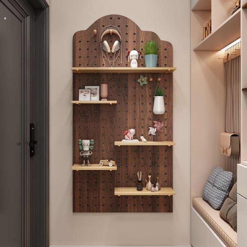 Display rack hole board custom entry entrance storage background wall rack partition living room wall