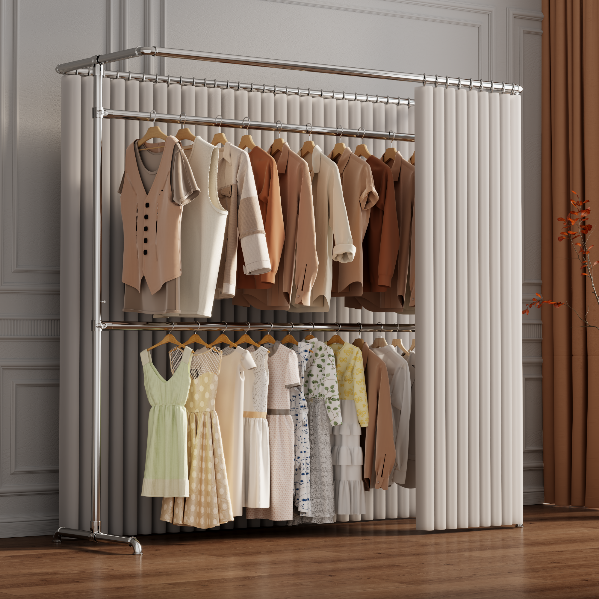 镀锌钢落地衣架家用卧室挂衣架顶天立地收纳杆简易衣柜衣物收纳架,淘宝优惠券,粉丝福利购,淘宝优惠卷