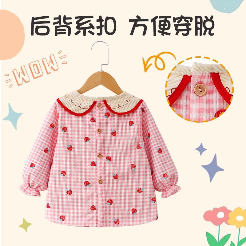 Baby girl's smock, autumn and winter outdoor wear, children's eating bib, waterproof, anti-dirty, cute apron, 2024 new protective clothing