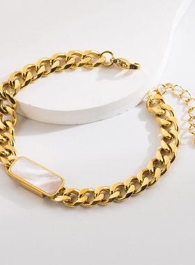 欧美嘻哈风方形心形锆石手链