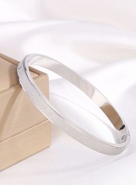 彩金钛钢素圈手镯轻奢小众女款精致金色镯子传承开口高级感