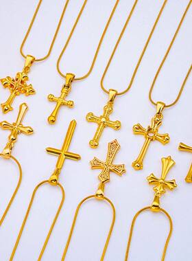 欧美风潮流十字架项链女不锈钢吊坠时尚高级感小众气质锁骨链饰品