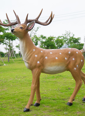 户外园林仿真梅花鹿摆件玻璃钢树脂鹿动物雕塑庭院别墅花园装饰品