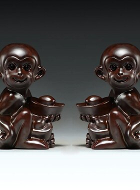 黄花梨木雕猴黑檀生肖龙家居客厅装饰工艺品礼品