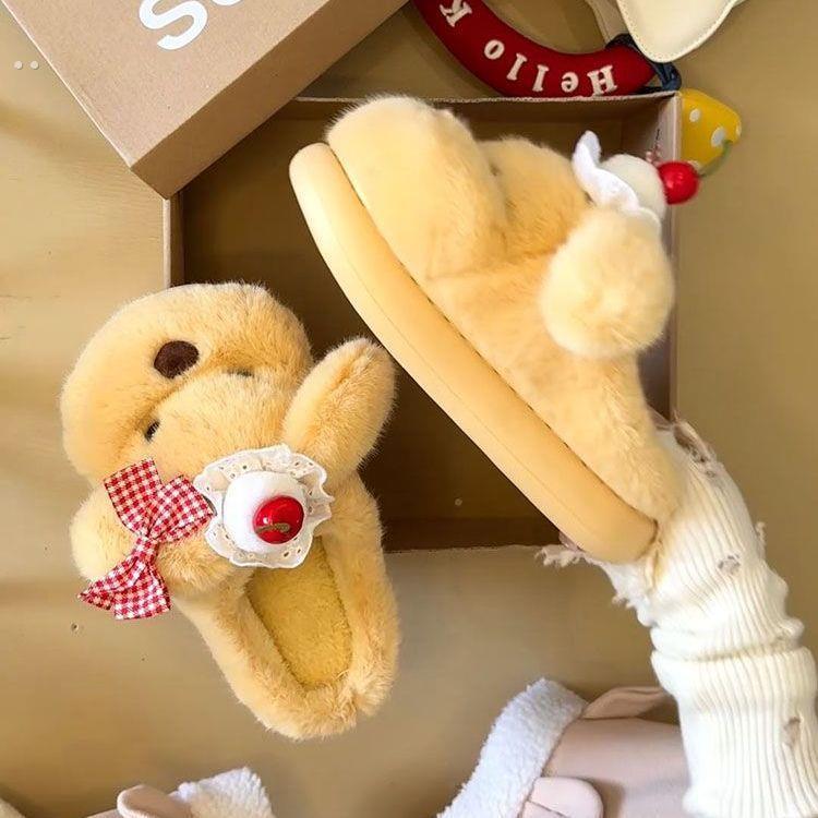 加绒踩屎感居家毛毛鞋冬季保暖厚底室内外穿棉拖鞋女款 - 图0