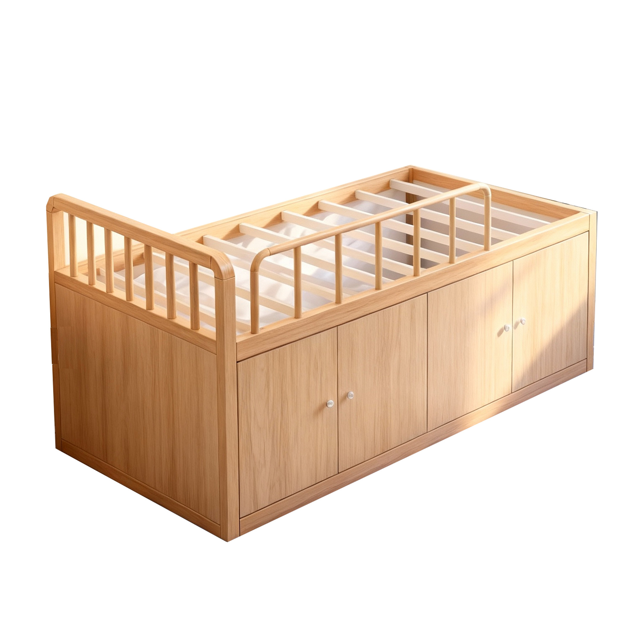 不锈钢床2026新款儿童半高床带床下柜体门多功能节约空间收纳床,淘宝优惠券,粉丝福利购,淘宝优惠卷