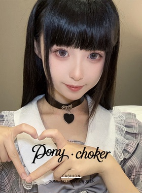 跨境爆款颈环黑色纯欲风项链爱心吊坠颈带女饰品小众choker项圈