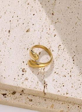 新款水滴戒指不锈钢磁石磁性开口止鼾指环单圈光面时尚饰品