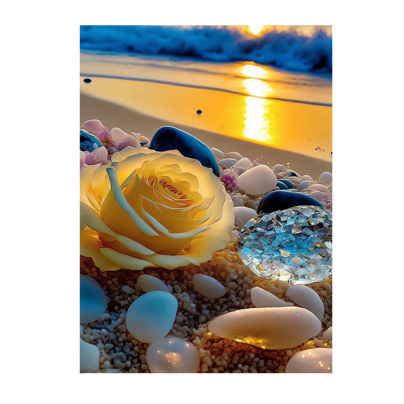 钻石画0满钻沙滩黄玫瑰点贴钻十字绣客厅卧室手工粘钻风景,淘宝优惠券,粉丝福利购,淘宝优惠卷