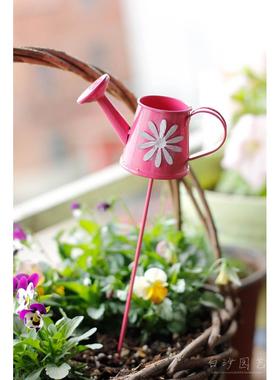 外贸出口微型景观桌面铁艺摆件铁艺浇灌水壶外挂童话花园童话花园