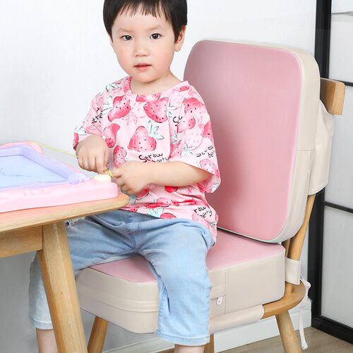 儿童增高坐垫防水免洗宝宝吃饭餐椅加高垫皮革硬小学生家用餐桌椅 - 图1