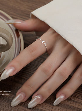 S925银美人鱼尾戒指开口戒