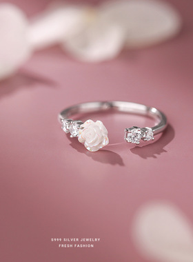 温柔超仙幻彩玫瑰花锆石戒指