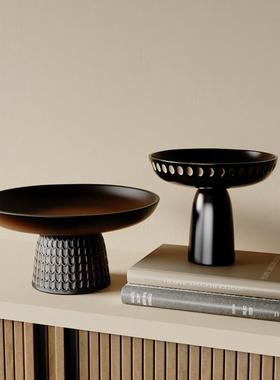 Rzone 侘寂风餐桌陶瓷果盘高脚托盘法式中古民宿酒店茶桌装饰摆件