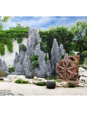 风水轮水车流水摆件假山鱼池鱼缸木制户外喷泉大中小型防腐木水车