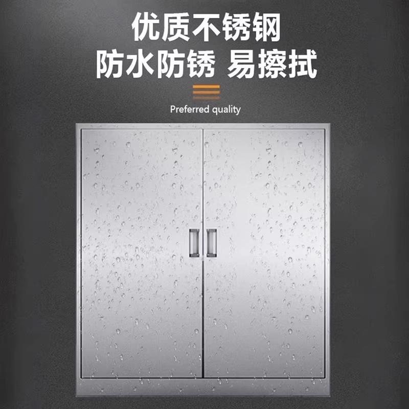 304不锈钢柜子储物柜文件柜双开门带锁财务凭证柜收纳置物柜书柜 - 图3
