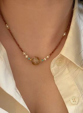 轻奢小众串珠项链女珍珠水晶手链