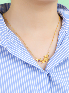 古法沙金项链精致锁骨链女新款