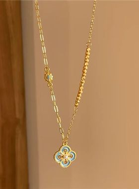 古法沙金项链吊坠新中式猫眼流苏