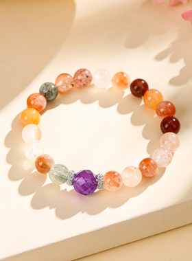 珞石天然粉晶手链女款绿色手串轻奢小众设计高级感闺蜜礼物送女友