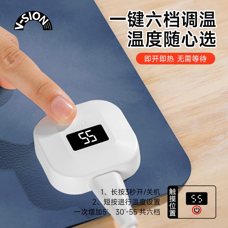 V-SION粉色蝴蝶结2024新款加热鼠标垫超大发热暖桌垫办公室垫子桌 - 图2