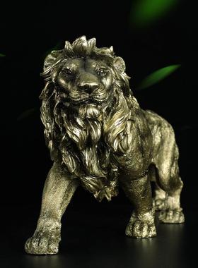 仿黄铜狮子树脂工艺品摆件电视机柜餐厅办公室客厅玄关车载装饰品