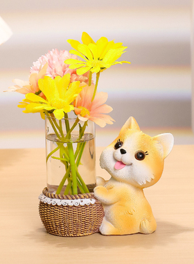 可爱兔子花瓶家居好物房间飘窗女工位水H培器皿办公室桌面装饰摆