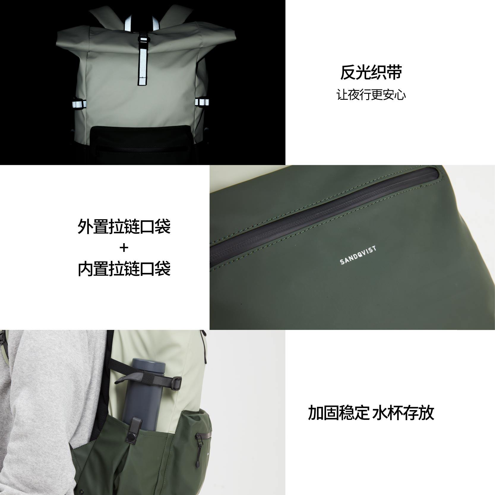 SANDQVISTRUBEN卷顶背包轻便上班通勤耐用防水电脑仓双肩包男女,淘宝优惠券,粉丝福利购,淘宝优惠卷