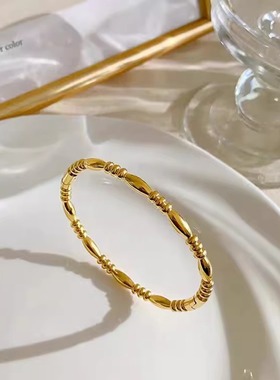 中国风圆珠跨境钛钢手镯女新款不掉色大气质轻奢时尚手环首饰品