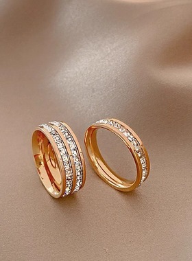 满天星镶钻钛钢戒指女时尚个性食指戒小众设计感情侣指环男欧美