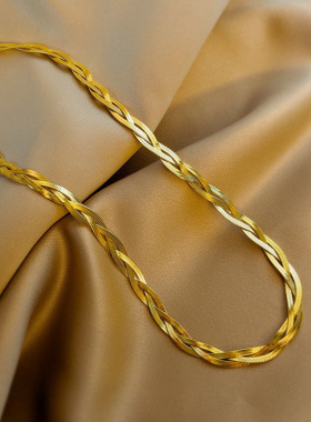 欧美风个性嘻哈不锈钢编织刀片链项链女潮个性锁骨链钛钢素链颈链