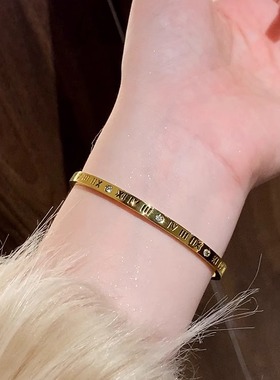 高级感小蛮腰钛钢手链轻奢小众罗马手镯子手串闺蜜手链女生手饰品