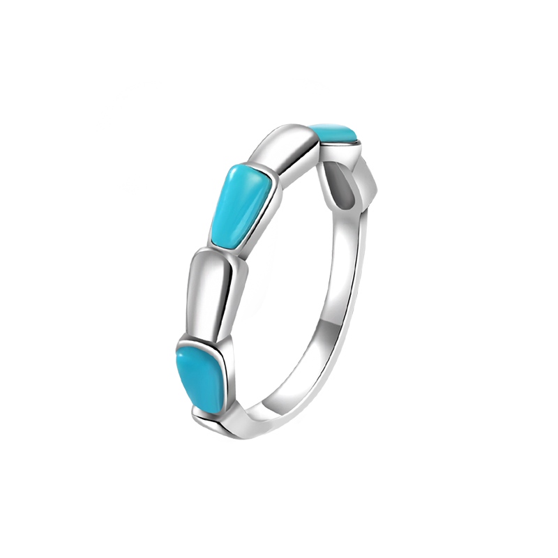 Authentic jewelry inlaid turquoise luxury women's ring