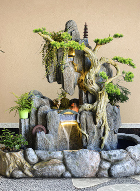 假山流水喷泉庭院招财室阳台养鱼池景观花园户外装饰