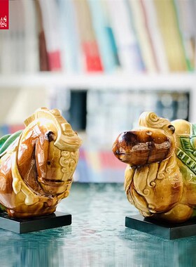 三彩艺陶瓷驼动物创意可爱家居装饰电视柜玄关设计师软装