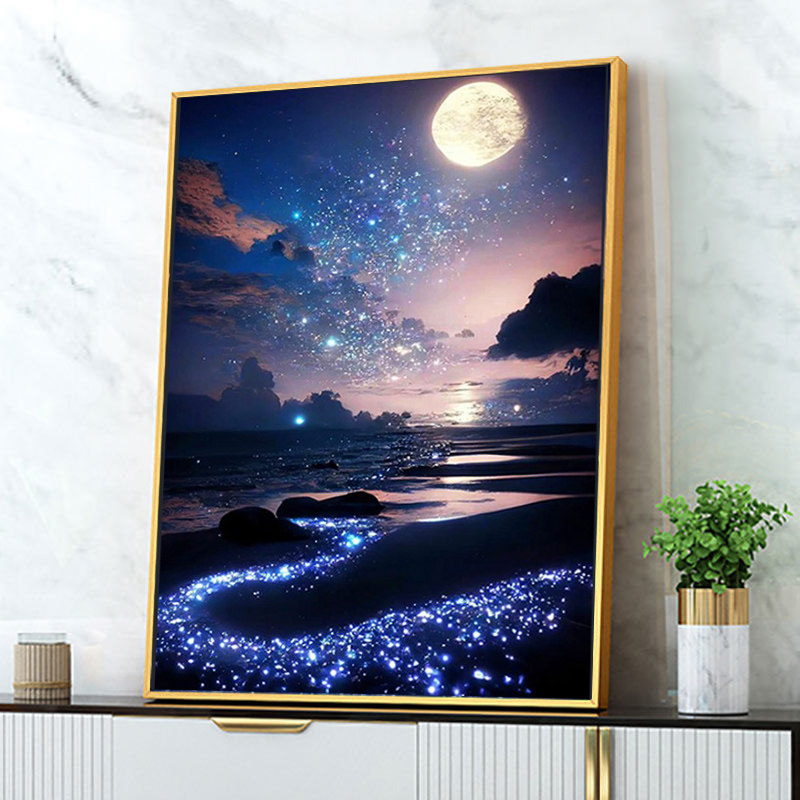 星空海边钻石画0卧室钻石贴十字绣唯美风景钻石画满钻手工,淘宝优惠券,粉丝福利购,淘宝优惠卷