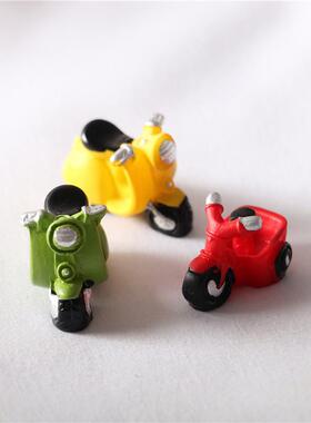 微观世界模型仿真迷你摩托车玩具三轮车电动车树脂小摆件交通工具