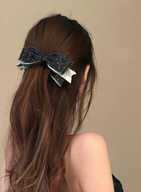 缎面波点蝴蝶结甜美马尾夹