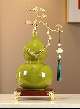 花开 富贵陶瓷葫芦摆件高档珐瑯彩工艺礼品摆饰新中式客厅玄关电