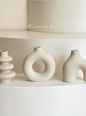 Homeside侘寂花瓶摆件套装ins素烧陶瓷小花瓶家居装饰品三件套
