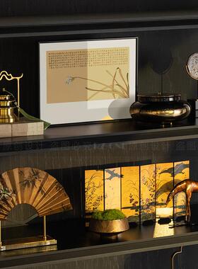 宋代美学国风高级感售楼处酒店开放格摆件新中式茶室博古架软装