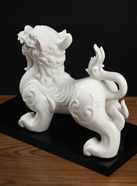 高端大气貔貅摆件德m化白瓷客厅酒柜招财装饰陶瓷工艺品办公室领