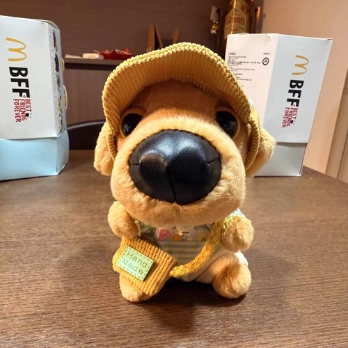 小雏菊娃衣麦当劳大头狗衣服小金毛10cm毛绒玩偶配件可爱公仔装扮 - 图0