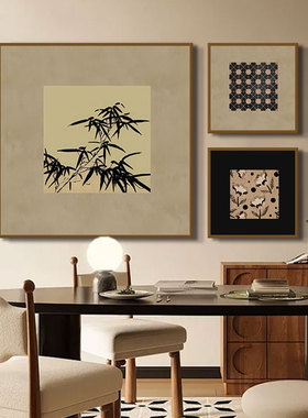 中古风挂画组合装饰画中式茶室家居壁画客厅沙发背景墙复古油画
