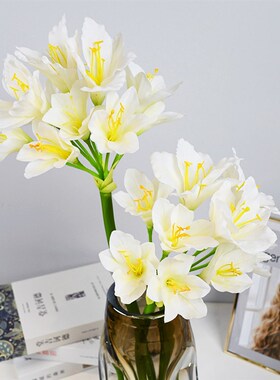 假花仿真花摆设手感君子兰家居装饰花朱顶红单支插花桌面玄关卧室