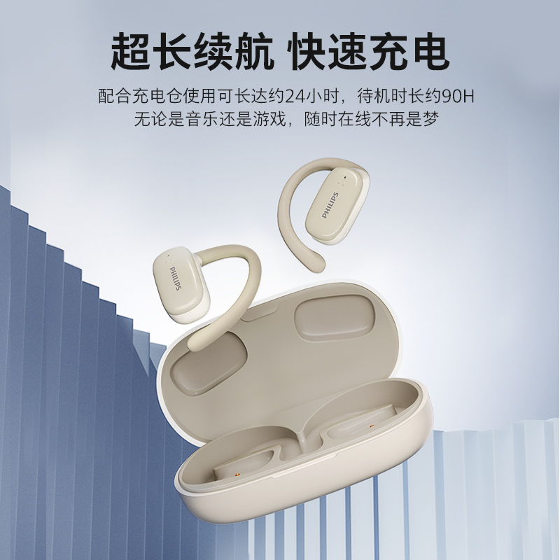 飞利浦蓝牙耳机无线气骨传导开放不入耳挂式跑步骑行运动TAT3708 - 图3