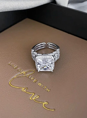 韩国气质锆石字母蛇形开口戒指通勤百搭食指戒子轻奢高级感手饰女