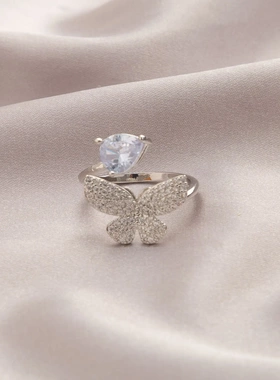 立体满钻戒指女轻奢小众高级感气质时尚个性开口指环食指戒